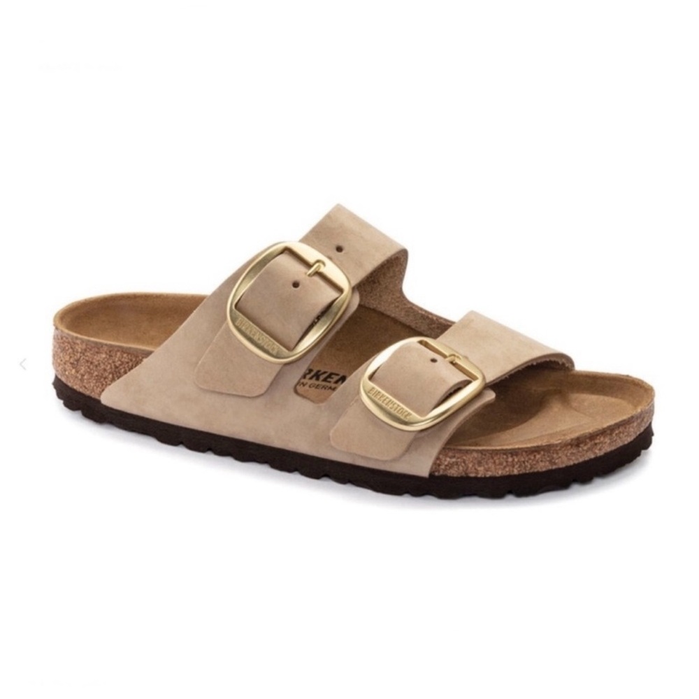 Birkenstock Arizona Gold Big Buckle Sandcastle Cream Worn Once
